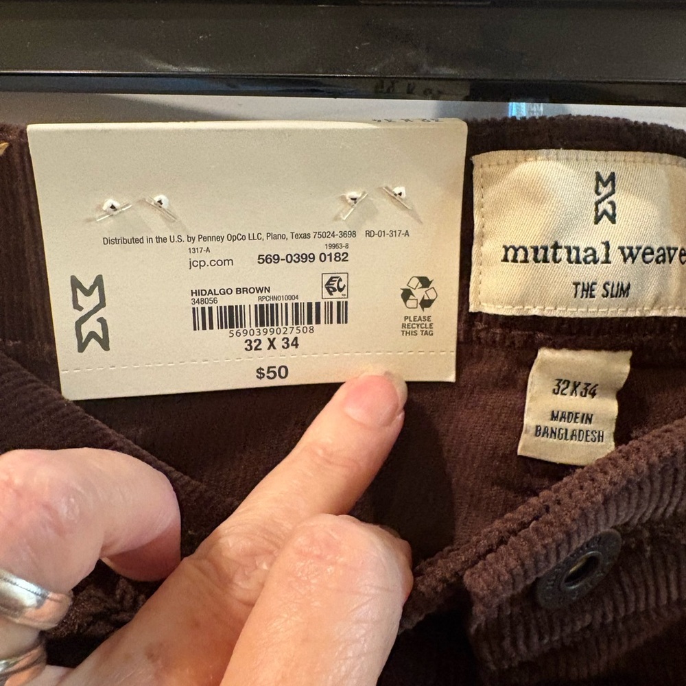 Men's Corduroy Pants in Rich Brown NWT size 32x34 - Picture 4 of 7